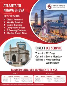 Direct LCL Service - Atlanta to Nhava Sheva