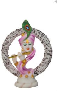 Multicolor Painted Marble Ring Krishna Statue