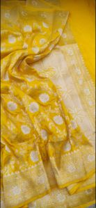 weaving alfi floral jaal pattern pure katan silk saree