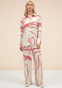 Women Abstract Printed Premium Silk Top + Pant Sets