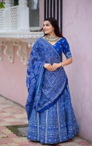 Vaishali Silk Printed Bandhani Lehenga Choli