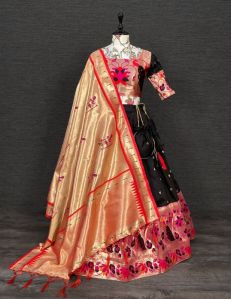 Weaving Zari Work Jacquard Paithani Lehenga Choli