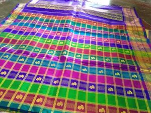 Multi color pure silk Saree