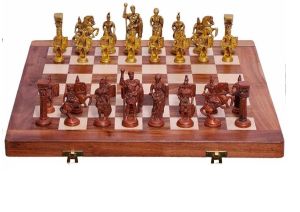 Brass Roman Folding Wood Chess Board