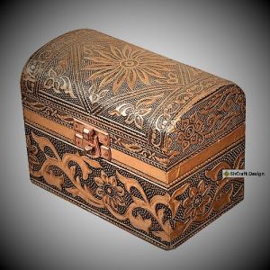 Small Box Trinket Jewelry Box - Handicraft Copper Metal Box - Velvet Top Round Box - Handmade Box