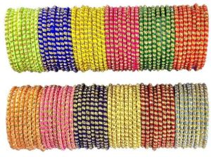 Vyoma designer silk thread 8 bangles set for women and girls stylish latest stone design in 12