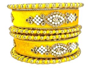 Vyoma handcrafted Velvet bangles set for women and girls (6bangle set)