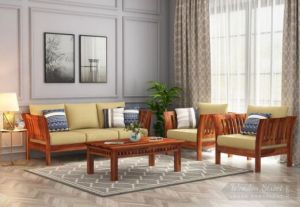 Wooden Sofa Set with Washable Zipper Cover