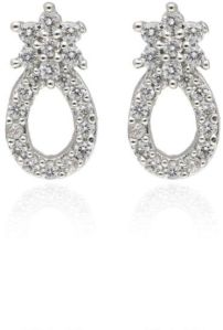 Rhodium Finish Cubic Zirconia Tops Earrings