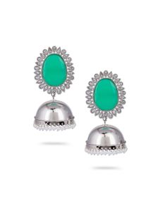 Rhodium Finish Reverse AD Jhumka Earrings