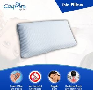 Cozymate Cool Gel Thin Memory Foam Pillow for Cervical, Shoulder, Back & Neck Pain Relief, Auto Adjustable Support for Comfortable Sleeping (with