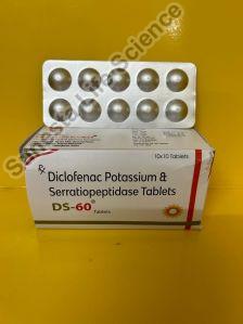 Diclofenac potassium 50mg serratipeptidase 10 mg DS 60 TABLETS
