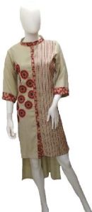 Round Neck Straight Embroidered Kurti