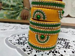 Silk Thread Yellow Green Bangle Set