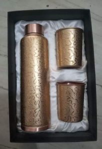 Copper Designer Bottle & Glass Set