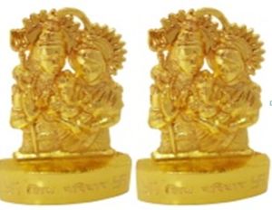 INS50027-Gold Plated Metal Shiv Parivar God Idol Set of 2