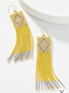 Ladies Yellow Glass Beads Earrings