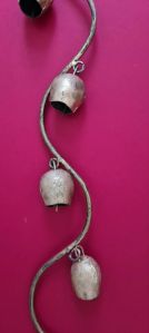 Iron gold bells. String of 6 garden cowbells. Indian cow bells