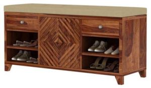 Teakwood Shoe Rack with Seat