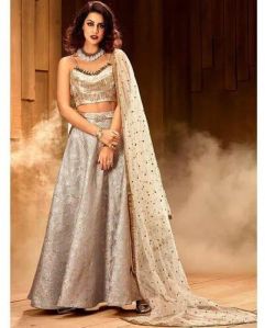 Jacquard Grey Lehenga