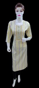 COTTONRAYON YELLOW KURTI