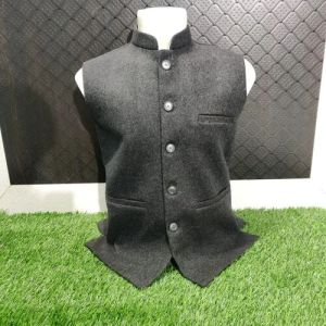 Mens Black Woolen Waistcoat