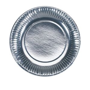 silver laminated paper plate