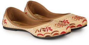 The Desi Dulhan Women Golden Ethnic Embroidered Jutti with PVC Sole - E8