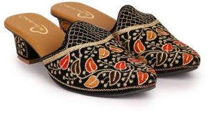 The Desi Dulhan Women Multi Embellished Heel Mules with Resin Sole