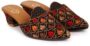 The Desi Dulhan Women Multi Ethnic Embellished Heel Mules with Resin Sole