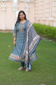 Blue Digital Printed Suit Set