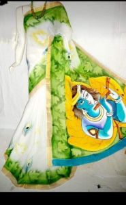Cotton Mulmul Hand Painted Saree