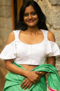 White Cold Shoulder Blouse with Lace Net Back