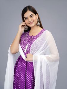 Purple Sharara Set with White Dupatta