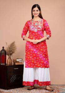 Red Bandhani Print Sharara Set