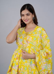 Yellow Multi Flower Print Sharara Set