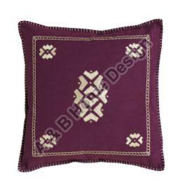 Manual Embroidered Purple Cushion Cover