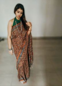 crape silk kalamkari saree