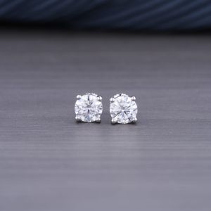 1.42Ct Genuine Lab Grown Diamond Stud Earrings in 18k Yellow Gold DEF /VS