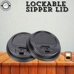 BLACK LOCKABLE SIPPER LID 90MM