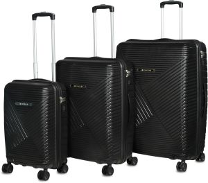 3pcs Crossline Black Luggage Set