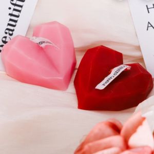 Scented 3D diamond heart shaped soya wax candle set of 12