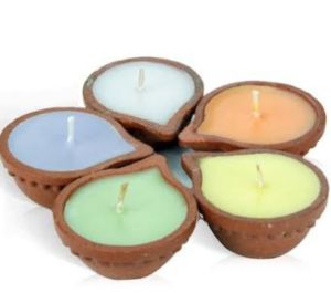 scented traditional terracotta diya candle set