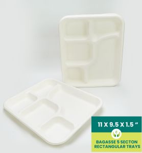 Bagasse 5 section rectangular trays