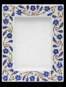 White Marble Inlay Photo Frame