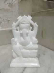 White Plain Marble Ganesh Statue