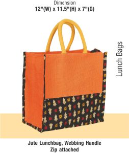 12x11.5x7 Inch Jute Lunch Bag