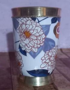 Floral Printed Brass Glass