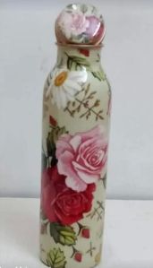 Floral Printed Copper Water Bottle