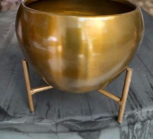 Golden Metal Planter with Stand